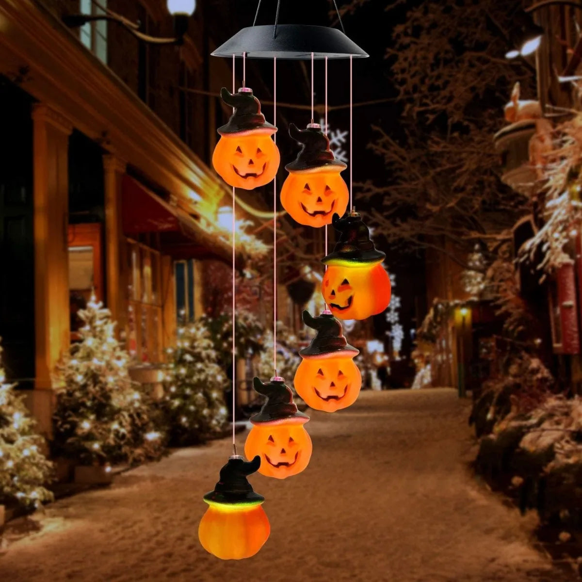 1PC Halloween Solar Wind Chimes Color Changing with 6 LED Pumpkin Waterproof Lights by Solar Powered Suitable For Holiday Party