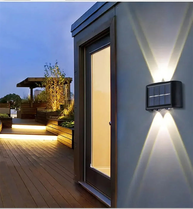 Christmas10/8/6/4LED Solar Wall Lamp Outdoor Waterproof Up and Down Luminous Lighting for Garden Fence Decoration Sunlight Light