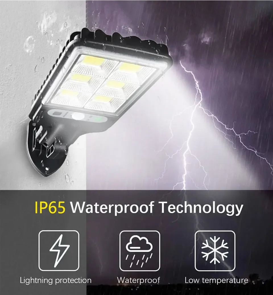 LED Solar Street Light Outdoor Waterproof Motion Sensor Remote Control Lights 3 Mode Courtyard Porch Decorative Wall Lamp