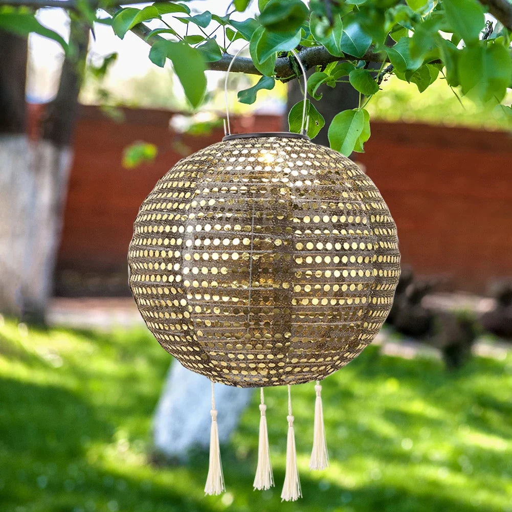 25cm LED Solar Lantern Lamp Solar Hanging Projection Lantern Waterproof Hanging Light Party Decor Outdoor Garden Decoration