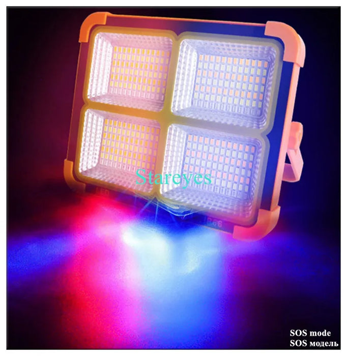 Portable Solar LED Floodlight Rechargeable Flood light Outdoor Photovoltaic panel emergency flashlight torch IP66 Waterproof