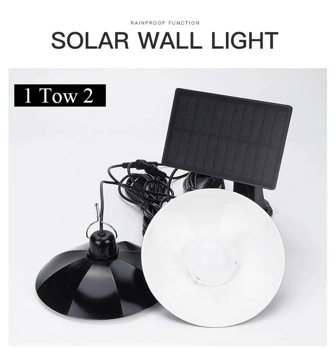 Solar Powered Pendant Light Single/Double Head Outdoor Waterproof LED Light With Remote Control Pendant Light Camping Garden