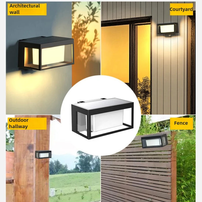 Outdoor Solar Pillar Light Garden Light European Solar Fence Wall Light Waterproof Porch Lights Balcony Door Garage Decor ﻿