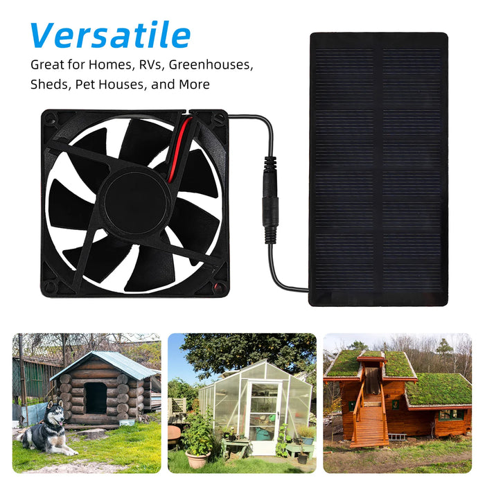 Solar Powered Fan for Outdoor Campin Small Solar Fan with Solar Panel Fan Kit 3000 RPM IP65 Waterproof - Versatile for Homes RVs