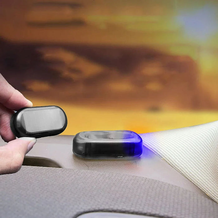 Solar Powered Car Fake Security Light Blue/Red Light Simulated Dummy Alarm Wireless Strobe Signal Alarm Anti-Theft Caution Lamp