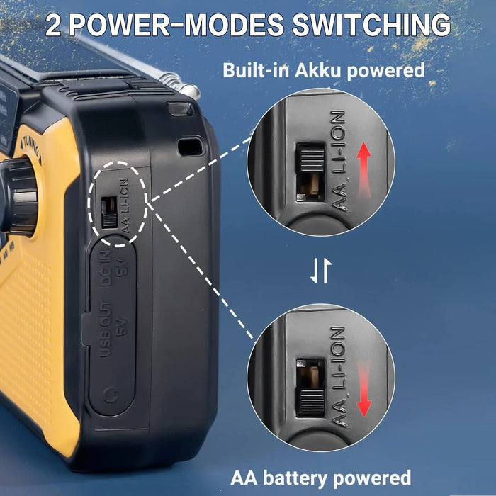 Emergency Solar Hand Crank Radio, AM/FM Portable with 2500mAh Power Bank & LED Light for Outdoor