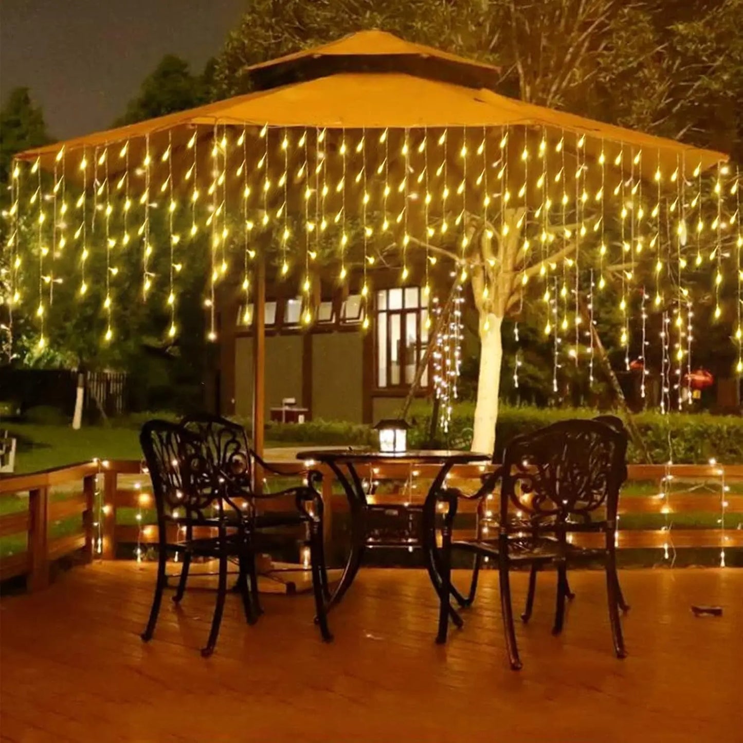Solar Christmas String Light Outdoor Waterproof Garden Decor 96 Leds Curtain Lamp for Windows Stairs Wedding Home Fairy Light