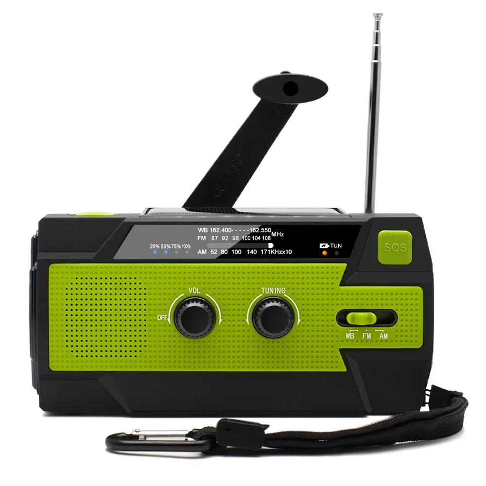 AM/FM Radio Portable Emergency Radio Solar Hand Crank Weather Radio USB Charging SOS Alarm LED Flashlight Power Bank Wholesale
