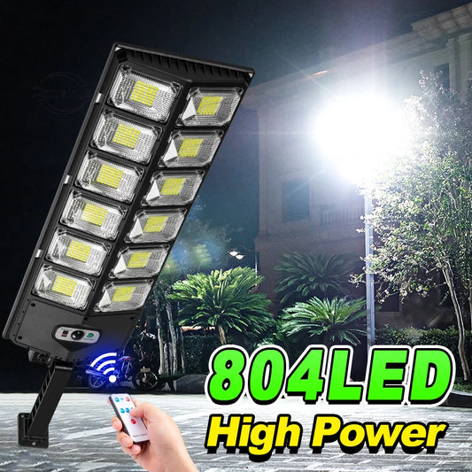 Powerful Solar Light Outdoor Solar Street Light 804LED 6500K IP65 Waterproof Street Light For Garage Garden Terrace