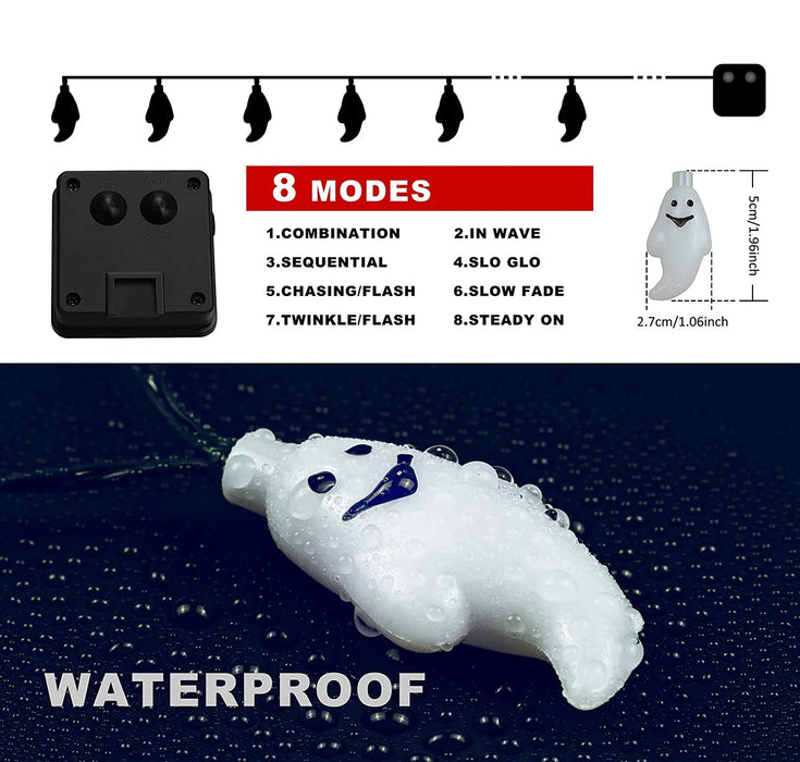 Solar Ghost Light Halloween Christmas Decoration Ghost String Led Lamp Sun Outdoor 100 LED for Waterproof Garland Party Decor