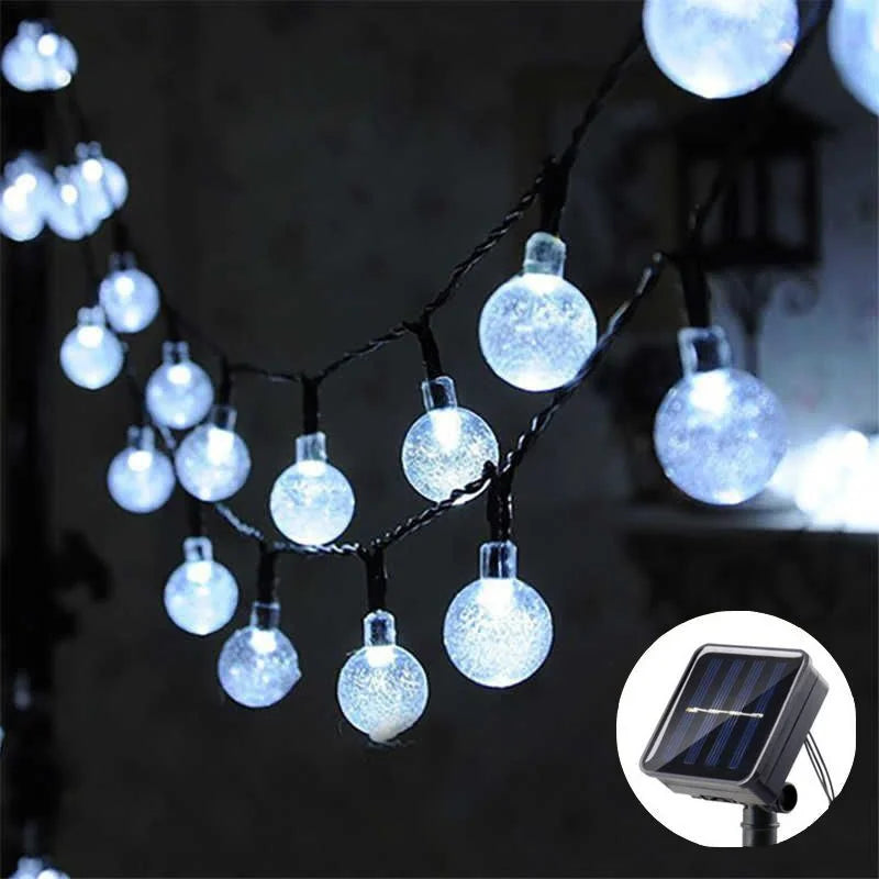 Solar Light String Festoon LED Bubble Ball Outdoor Fairy Solar Garland Lamp Wedding Party Holiday Balcony Christmas Decoration
