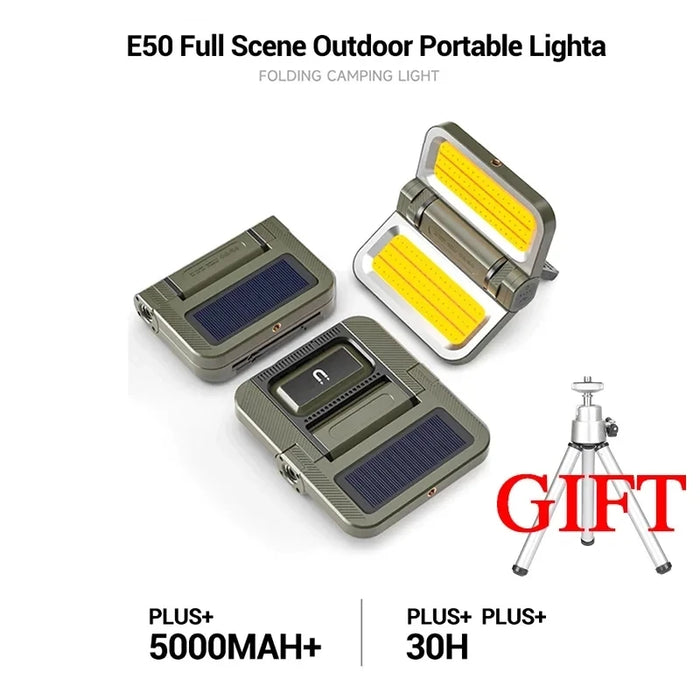Solar LED Camping Lamp Warm Atmosphere Light 2400MAh USB Rechargeable Portable Hook Tent Lantern Waterproof Emergency Floodlight