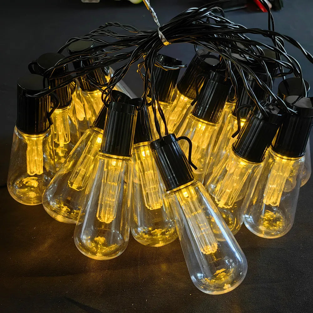 Solar Powered lamp Outdoor string lights Courtyard hanging lights LED bulbs garden porch courtyard balcony terrace lighting 733