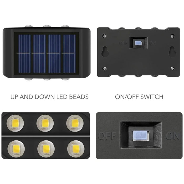 Solar Fence Lights Up and Down, Solar Powered LED Sconce Waterproof Outdoor Wall Lights for House Deck Steps Patio Garden Porch