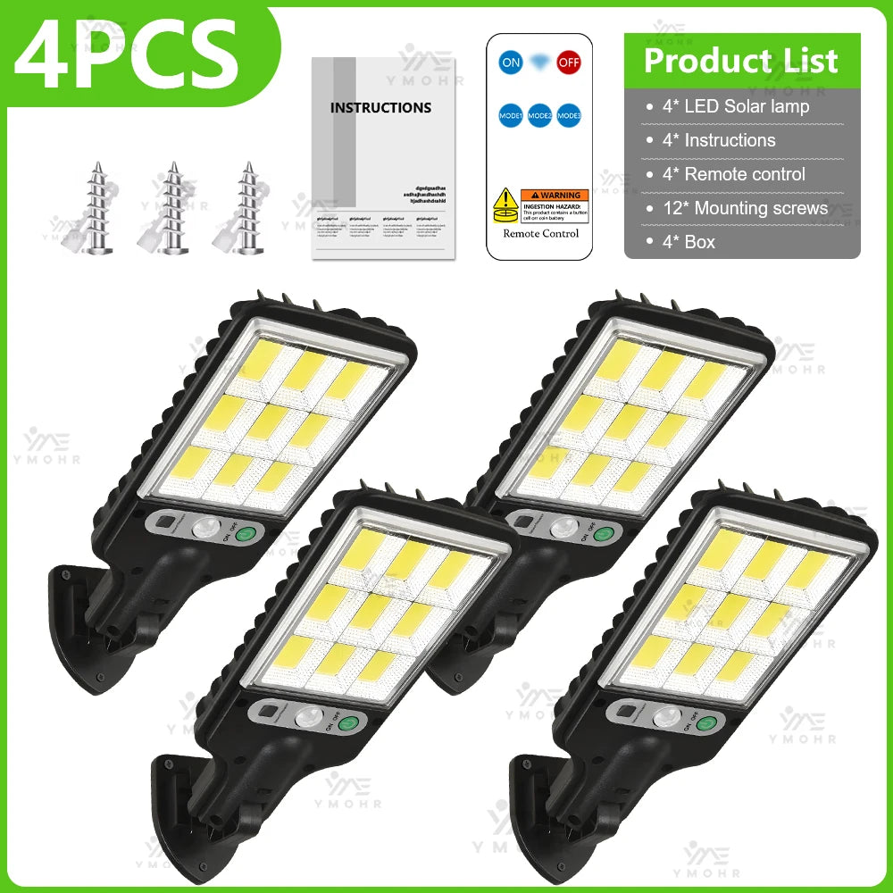 Big Led High Power Solar Street Lamp for Outdoor Garden Lighting Solar Sensor Lamp Outdoor Led Spotlights Decoration Wall Lights