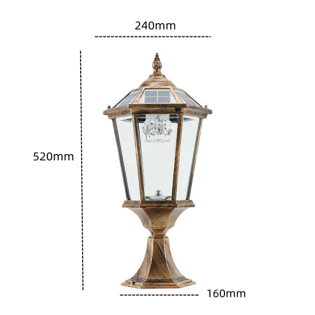 Villa Retro Column Lamps Solar Panel Spotlights LED Light Outdoor Pillar Solar Post Lamp For Patio Garden Decor IP55 Waterproof