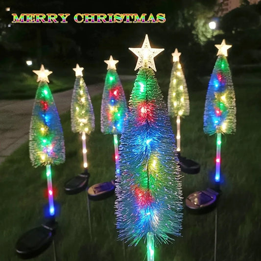Decorative Solar Christmas Tree Lights Energy Saving Weatherproof Landscape Lights Stars Design Warm White/ Colorful