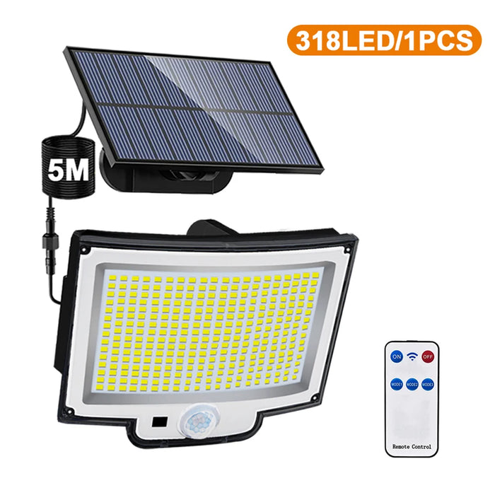 Solar Security Lights Motion Sensor Outdoor 318/238/226LED Garden Lights Waterproof Split Flood Wall Lights Solar Powered 3 Mode