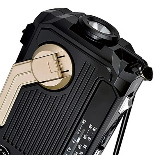 RTSHE-2X FM AM SW Radio Solar Charging Emergency Radios Receiver Hand Crank Bluetooth 5.2 Support TF USB Black