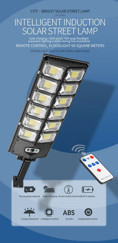 600000 Lumens Solar Led Light Outdoor Lighting 990 LED Garden Lights Big Solar Panel Lamps Waterproof Motion Sensor Street Light