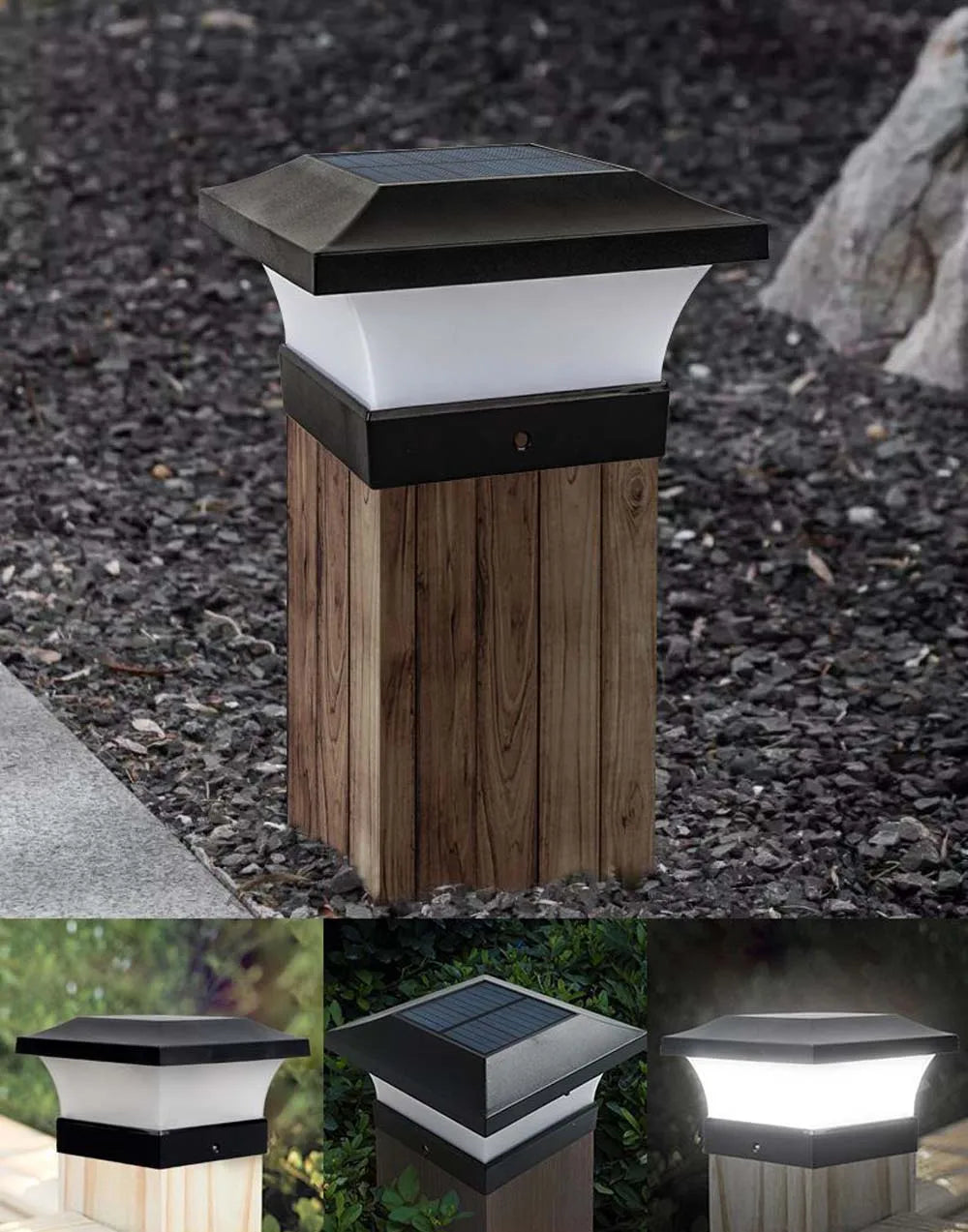 Solar Post Light Outdoor 3000K 6000K LED Fence Deck Cap Lamp for Landscape Garden IP65 Waterproof Gate Cottage Solar Column Lamp