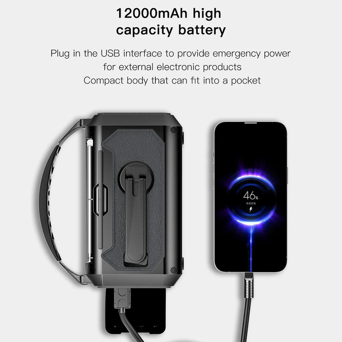 Solar Hand Crank 12000mAh Multifunction Emergency Weather Radio Reading Lamp Power Bank SOS Alarm Radio Receiver