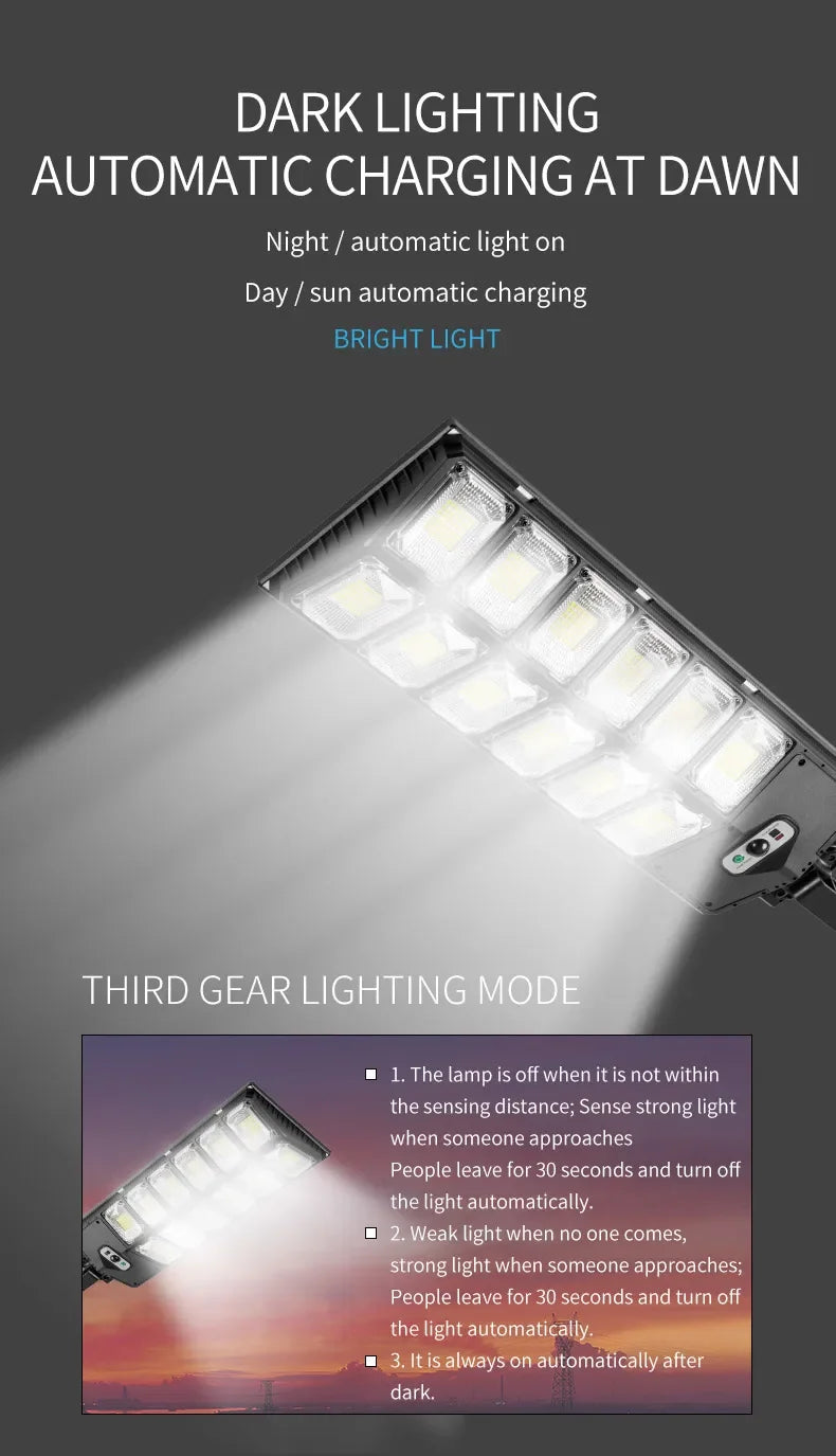 NEW Outdoor Solar LED Lights Waterproof 8000 Lm Super Bright Wall Lamp With Motion Sensor Remote Control Garden Street Light