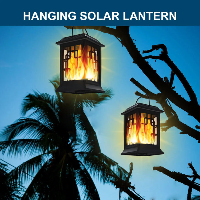 Solar Lanterns Outdoor Waterproof Flickering Flame Solar Lantern LED Hanging Lanterns Decorative Outdoor Solar Lights for Garden