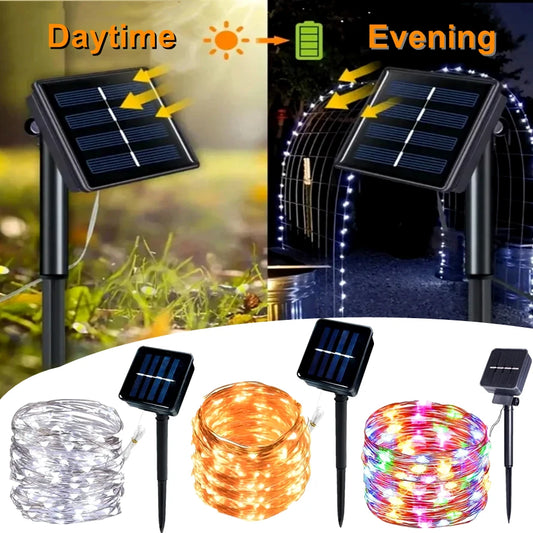 32/22M Solar String Lights Outdoor Waterproof Fairy Garland Lights 300LED 8 Modes Christmas Party Garden Patio Wedding Decor