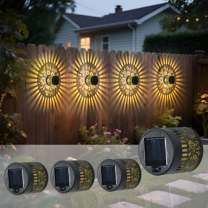 Solar Outdoor Wall Lights, Sunflower Cut-out Designs, Garden Landscape Lighting with Easy Installation, Outside Solar Lights