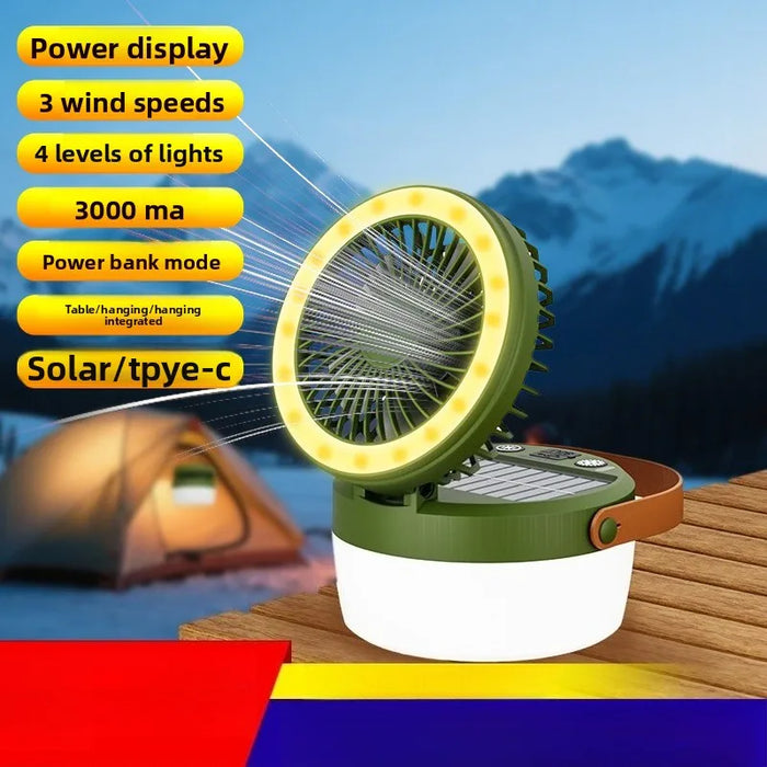 Outdoor Fan Camping Lamp, Solar Ultra-long Battery Tent Lamp, Emergency Lamp, Fan Lamp, Rechargeable Lighting Lamp