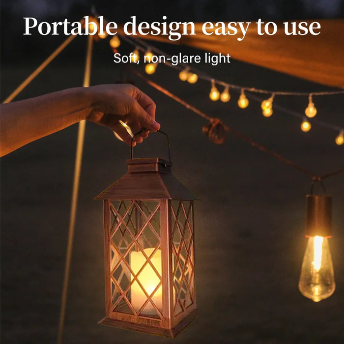 New Solar Palace Lantern Outdoor Solar Lights Lawn Landscape Hanging Atmosphere Candle Lamp Waterproof Floor Yard Garden Decor
