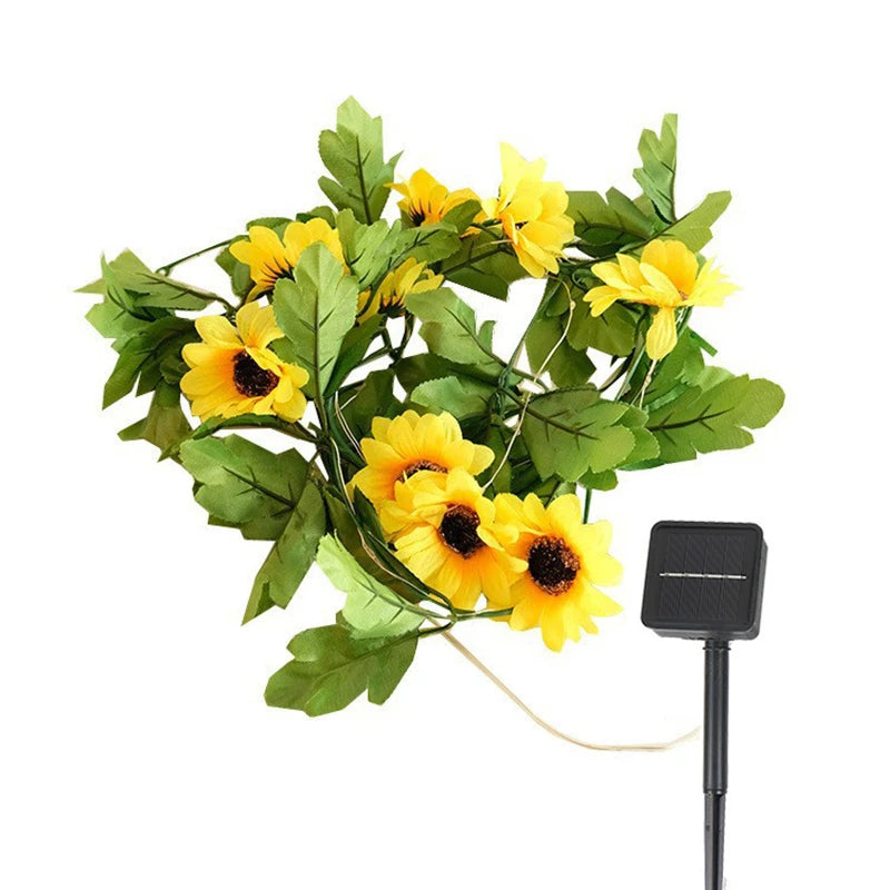 Solar Lights Fairy Sunflower Maple Leaf 10M Waterproof Outdoor Garland Solar Lamp for Garden Decoration Wedding Party Christmas