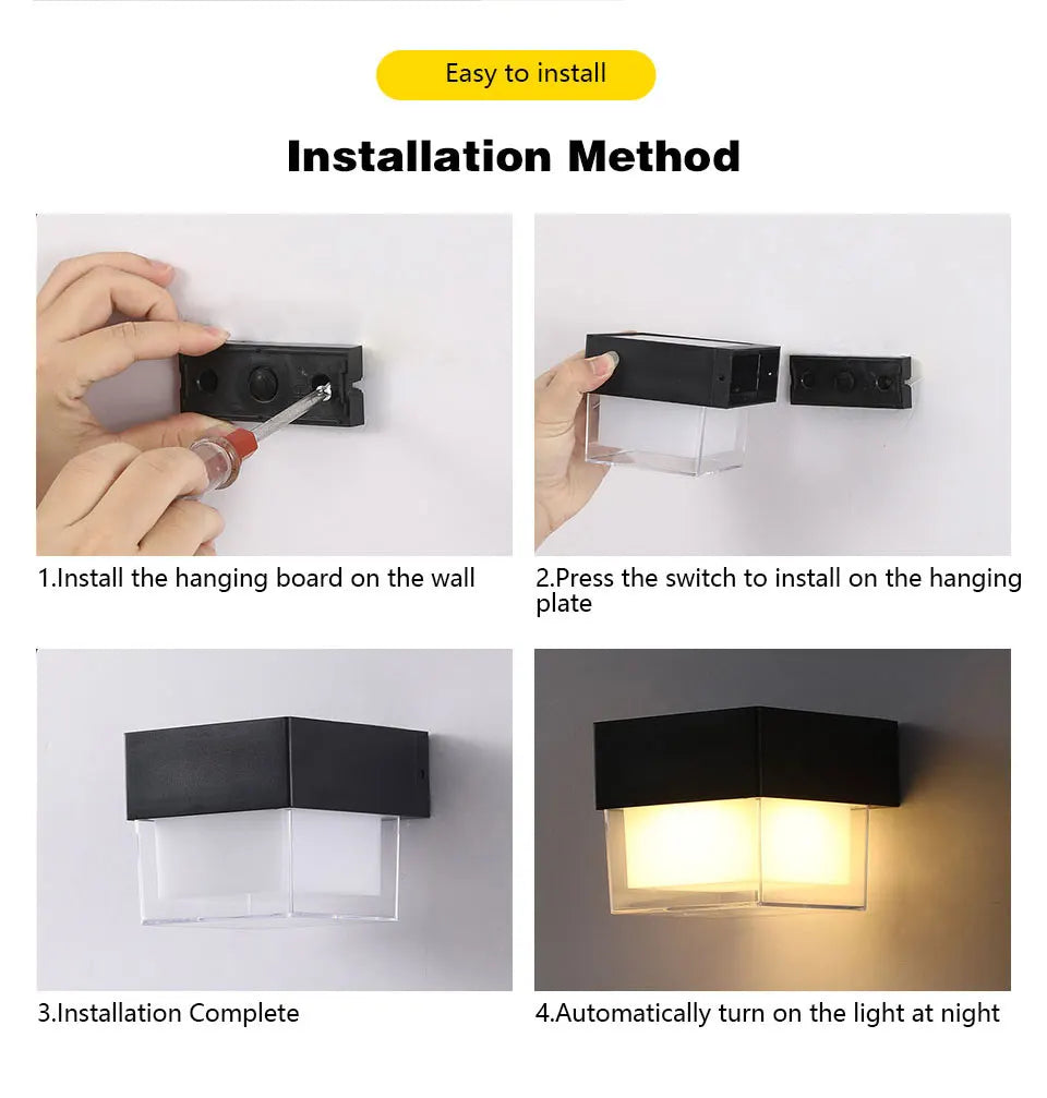 Solar LED Wall Lights Outdoor Solar Lamp  Solar Powered Sunlight Street Light Garden Courtyard Waterproof Wall Light