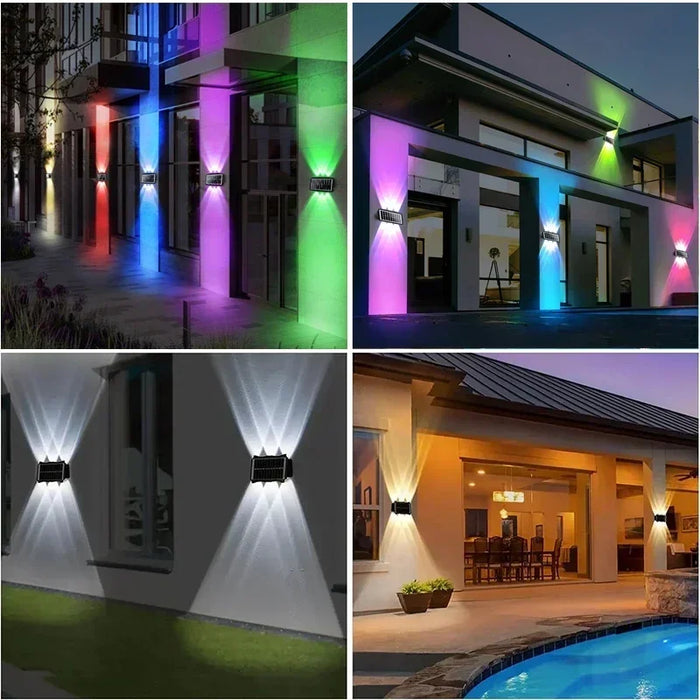 Solar Lights for Outside Solar Fence Lights Outdoor Waterproof LED Up and Down Solar Wall Lamp Porch Decor Garage Yard Garde
