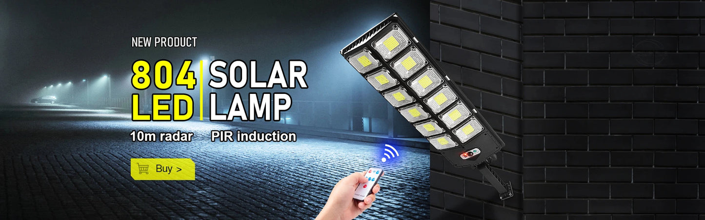 Powerful Solar Light Outdoor Solar Street Light 804LED 6500K IP65 Waterproof Street Light For Garage Garden Terrace