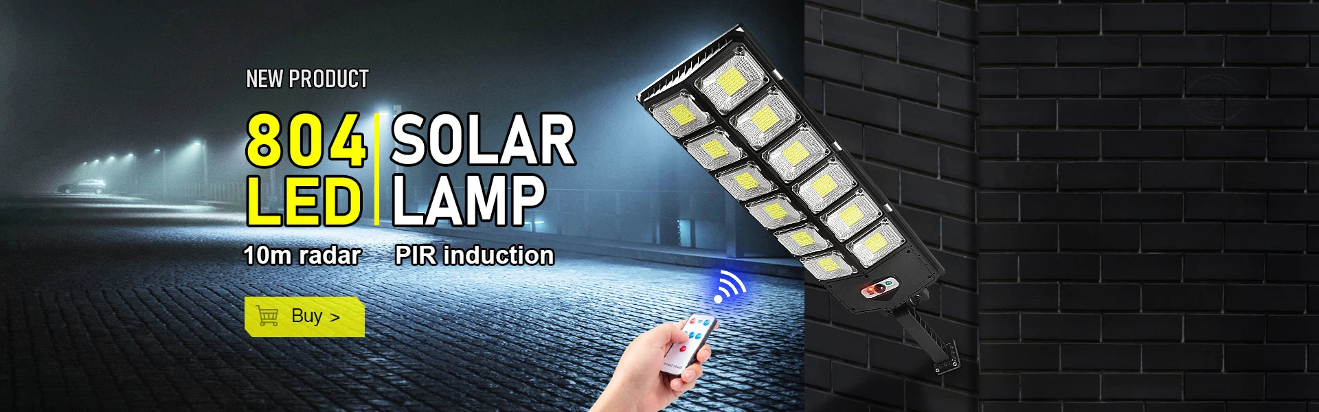 Powerful Solar Light Outdoor Solar Street Light 804LED 6500K IP65 Waterproof Street Light For Garage Garden Terrace