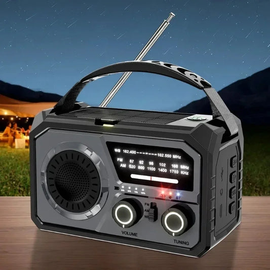 AM/FM/WB NOAA Emergency Weather Radio Solar Hand Crank Radio LED Flashlight Reading Lamp Survival Radio for Outdoor