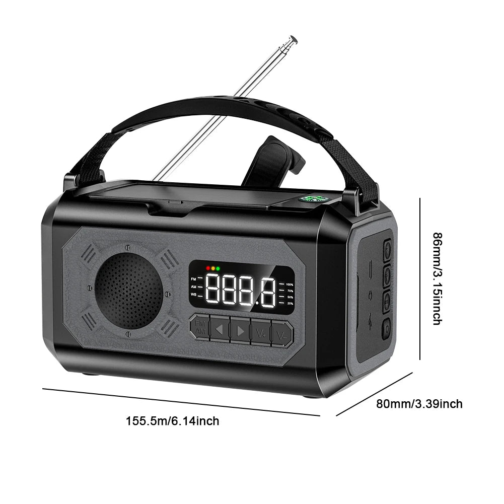 AM/FM/NOAA Radio 12000mAh Weather Alert Radio Portable Solar Hand Crank Radio Reading Lamp with Flashlight Emergency Radio