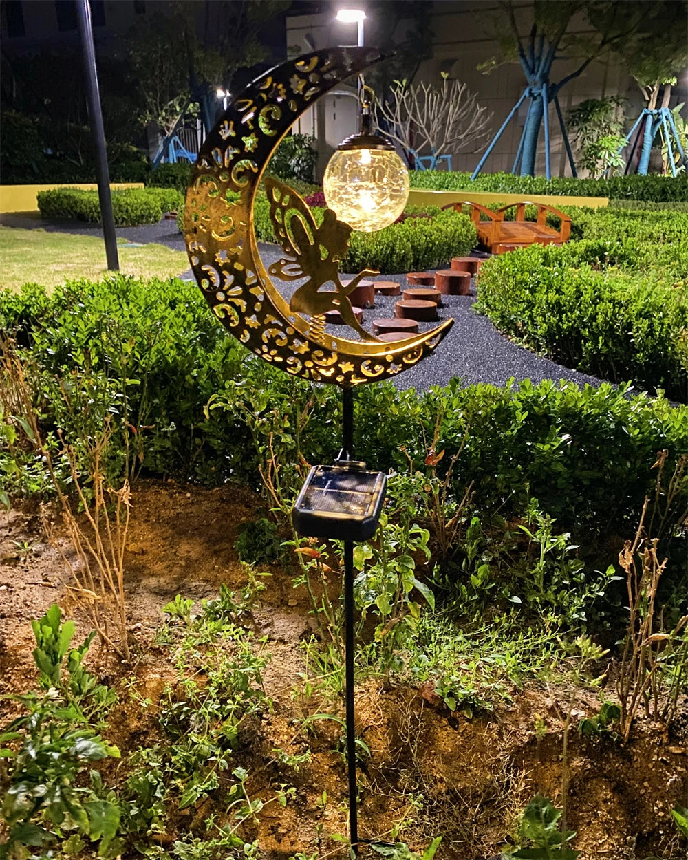Solar Garden Statues Outdoor Decor Fairy Moon Figurine Light Stake Ornament for Patio, Lawn, Yard, Pathway gift for Mom Grandma
