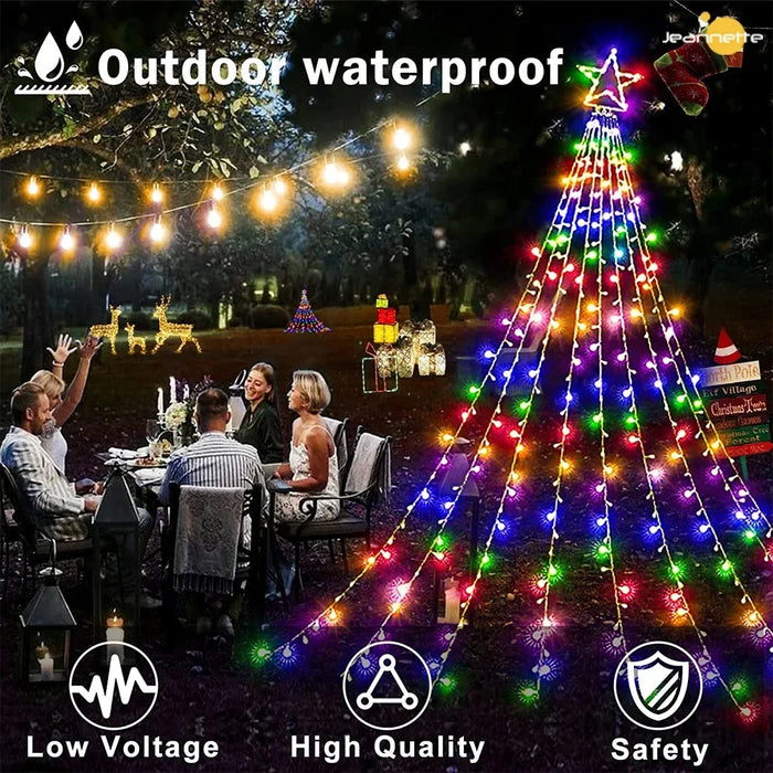 Christmas Decorations 2025 Waterproof Solar Lights LED 8 Modes Tree Light Gift Patio Lights Garden Decor Wedding Yard Porch