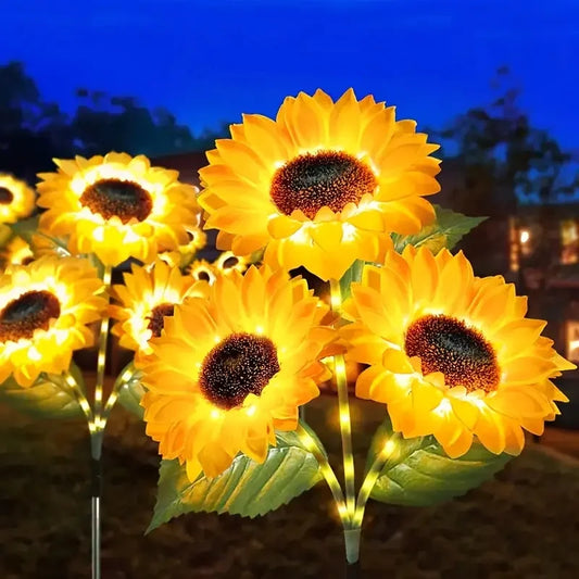 Solar Sunflower Light Solar LED Sunflower Light | Outdoor Decorative Ground Insert Landscape Light | Yellow Flower Decoration