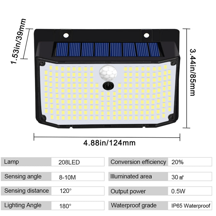 138 LED Solar Light Outdoor 4PCS Solar Wall Lamp Human Body Sensor 3 Mode Waterproof Garden Decor Street Lights Sunlight Powered