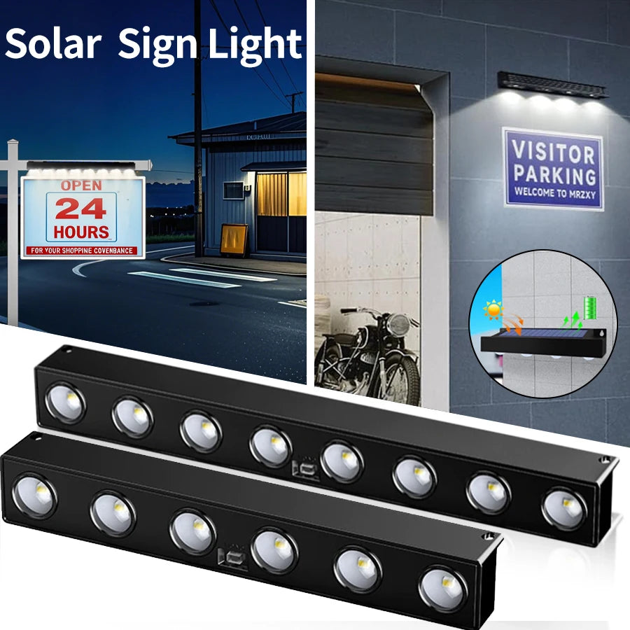 Solar Sign Lights Outdoor Bright 4/6/8 LED Dusk to Dawn Solar Powered ...