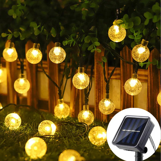 Solar Powered Crystal Ball LED String Lights Garlands for Christmas Outdoor Decoration.holiday Home Decor