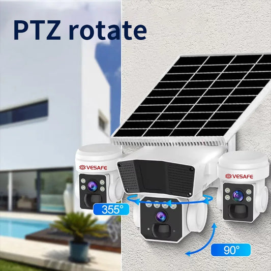 12MP Solar Powered Wireless Surveillance IP 4G Sim Card Camera O-KAM Pro 6K 3 lens Security Outdoor Solar Waterproof CCTV Camera