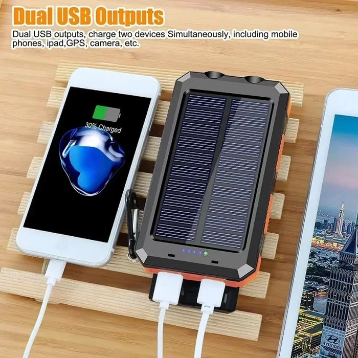 NEW 200000mAh Solar Power Bank Portable Charging Poverbank External Battery Charger Strong Light LDE Light for All Smartphones