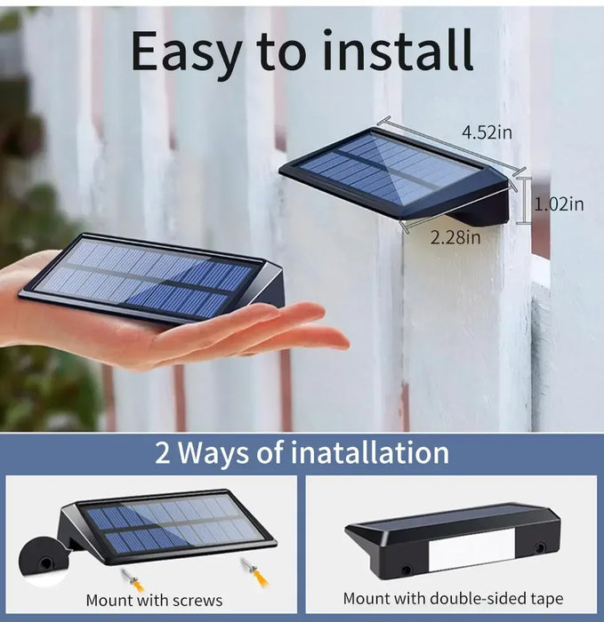 LED Solar Lights Outdoor Wall Lights 2pcs Wall lamp  Waterproof Solar Deck Light Garden Decor Solar Lamp Fence Post Yard Pathway