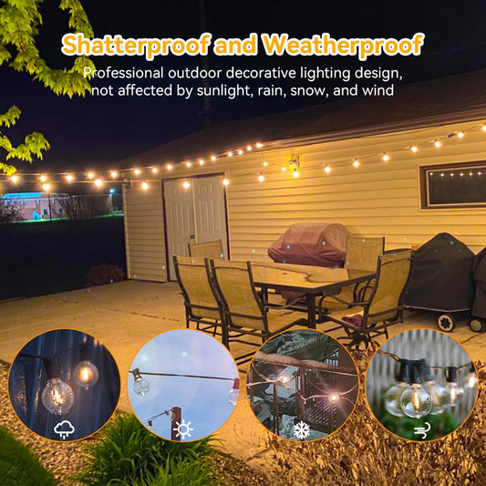 Solar String Lights Outdoor G40 Patio Lights Solar Powered Fairy Lights With Remote Weatherproof Hanging Lights For Holiday Back
