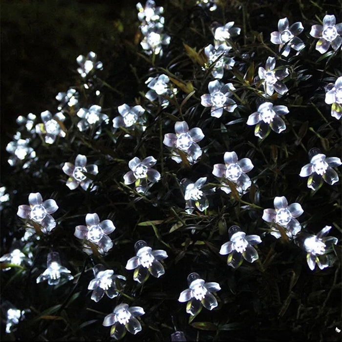 5M Purple Solar Flower String Lights Fairy LED Lights String Decorative Outdoor Lighting For Home Garden Holiday Decor